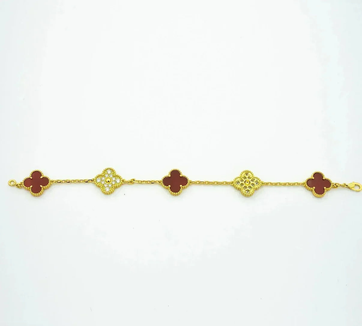 [Triumph Jewelry] CLOVER 5 MOTIF RED CORNELIAN BRACELET COLLECTION