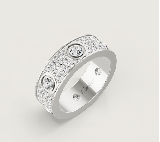 [Triumph Jewelry]LOVE RING 6.5MM Full Diamond, 6 Major Diamonds Silver