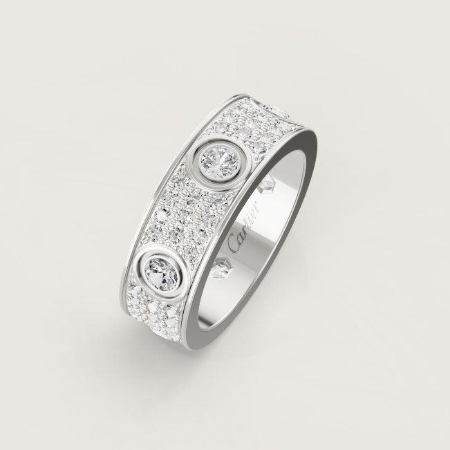 [Triumph Jewelry]LOVE RING 6.5MM Full Diamond, 6 Major Diamonds Silver