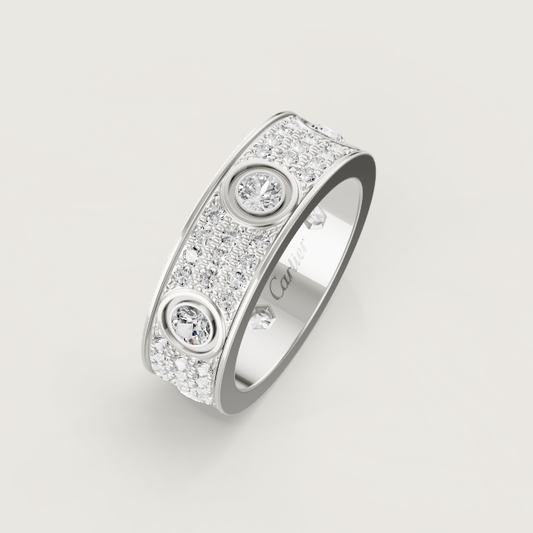 [Triumph Jewelry]LOVE RING 6.5MM Full Diamond, 6 Major Diamonds Silver
