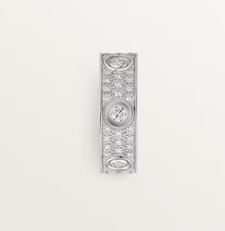 [Triumph Jewelry]LOVE RING 6.5MM Full Diamond, 6 Major Diamonds Silver