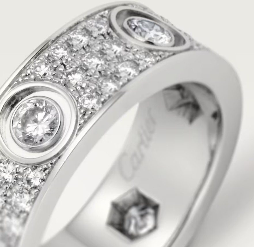 [Triumph Jewelry]LOVE RING 6.5MM Full Diamond, 6 Major Diamonds Silver