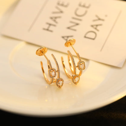 [Triumph Jewelry]CREOLES MY TWIN 2 RANGS SILVER DIAMOND EARRINGS