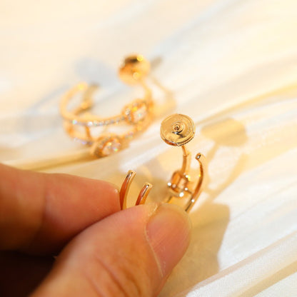 [Triumph Jewelry]CREOLES MY TWIN 2 RANGS SILVER DIAMOND EARRINGS