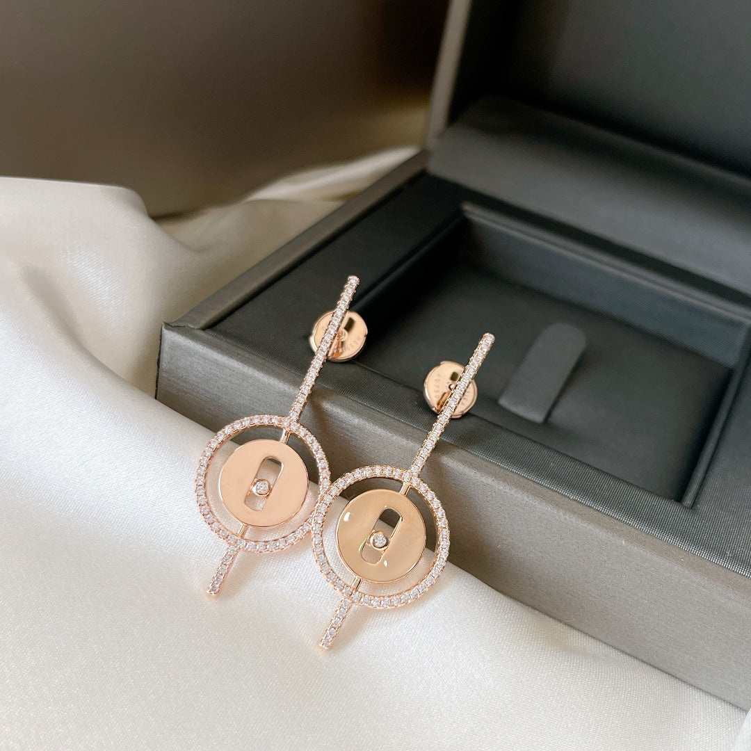 [Triumph Jewelry]LUCKY MOVE ARROW PINK GOLD DIAMOND EARRINGS