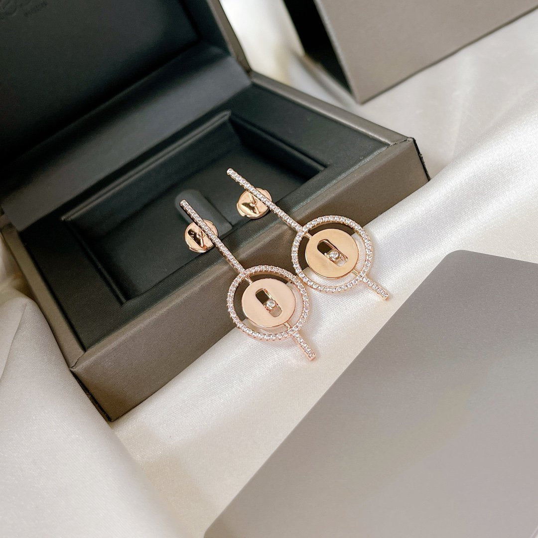 [Triumph Jewelry]LUCKY MOVE ARROW PINK GOLD DIAMOND EARRINGS