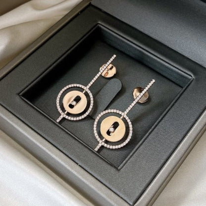 [Triumph Jewelry]LUCKY MOVE ARROW PINK GOLD DIAMOND EARRINGS