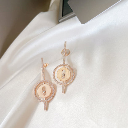 [Triumph Jewelry]LUCKY MOVE ARROW PINK GOLD DIAMOND EARRINGS