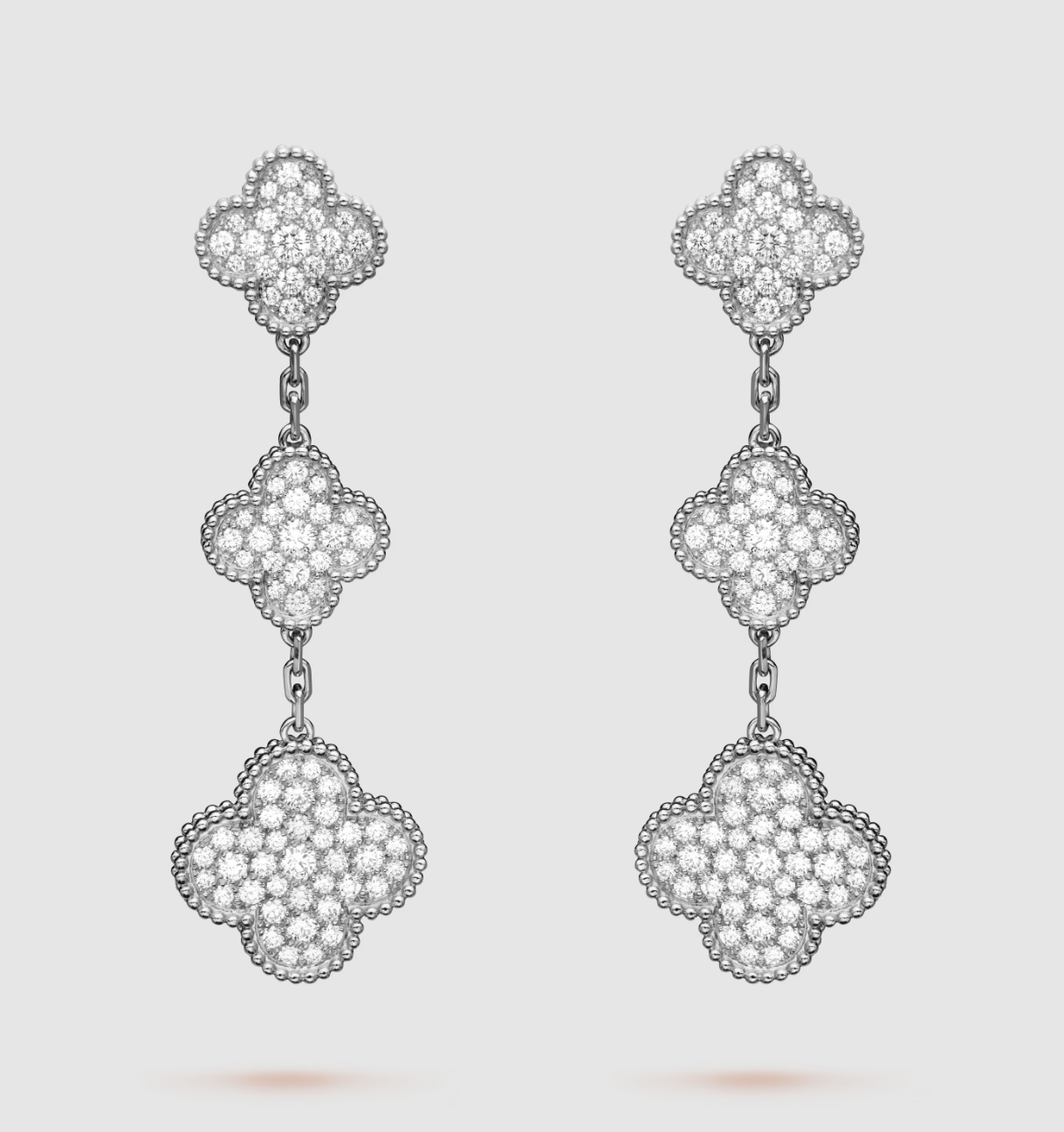 [Triumph Jewelry]CLOVER 3 MOTIF DIAMOND SILVER DROP EARRINGS