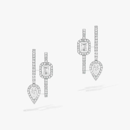 [Triumph Jewelry]CREOLES MY TWIN 2 RANGS SILVER DIAMOND EARRINGS