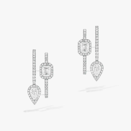 [Triumph Jewelry]CREOLES MY TWIN 2 RANGS SILVER DIAMOND EARRINGS