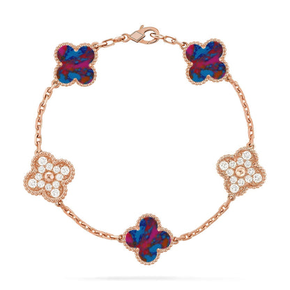 [Triumph Jewelry]CLOVER 5 MOTIF COLOR GEMSTONES BRACELET COLLECTION