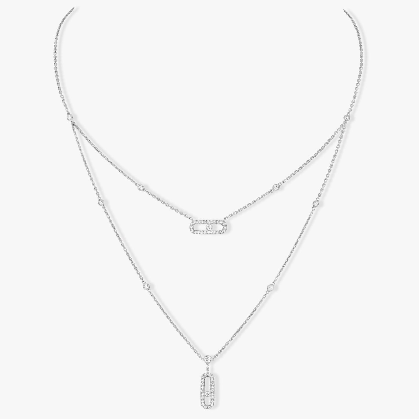 [Triumph Jewelry]MOVE 2 ROW DIAMOND NECKLACE