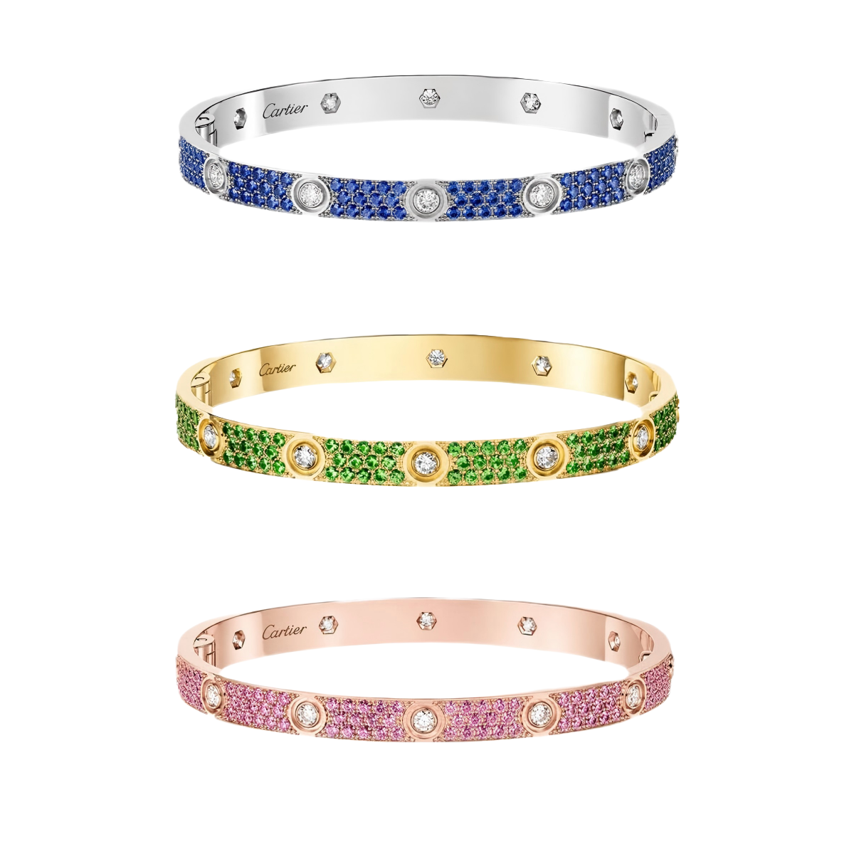 [Triumph Jewelry]2026 PAVE GEMSTONE LOVE BRACELET 6.1MM 10 DIAMONDS