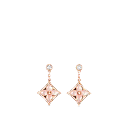 [Triumph Jewelry]DOUBLE STAR PINK GOLD MOP DROP EARRINGS