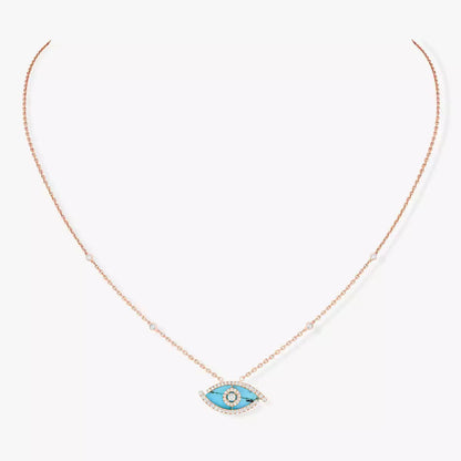 [Triumph Jewelry]Lucky Eye Diamond Necklace in Rose Gold and Turquoise