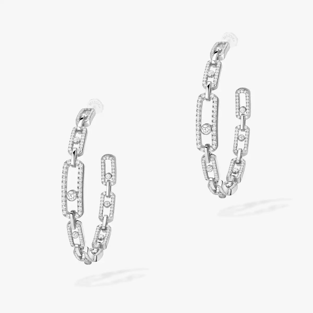 [[Triumph Jewelry]Move Link Diamond Hoop Earrings
