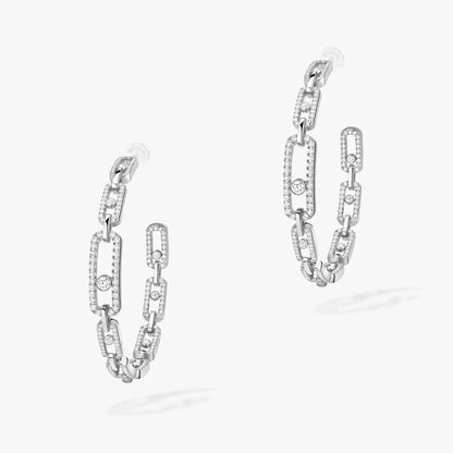 [[Triumph Jewelry]Move Link Diamond Hoop Earrings