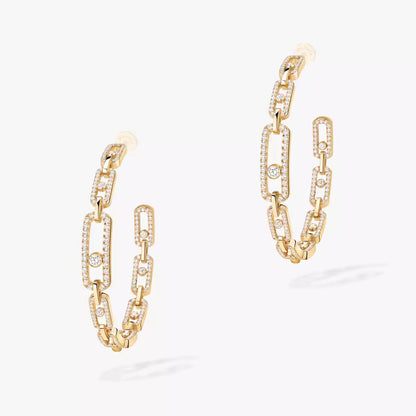 [[Triumph Jewelry]Move Link Diamond Hoop Earrings