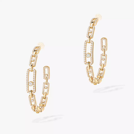 [[Triumph Jewelry]Move Link Diamond Hoop Earrings
