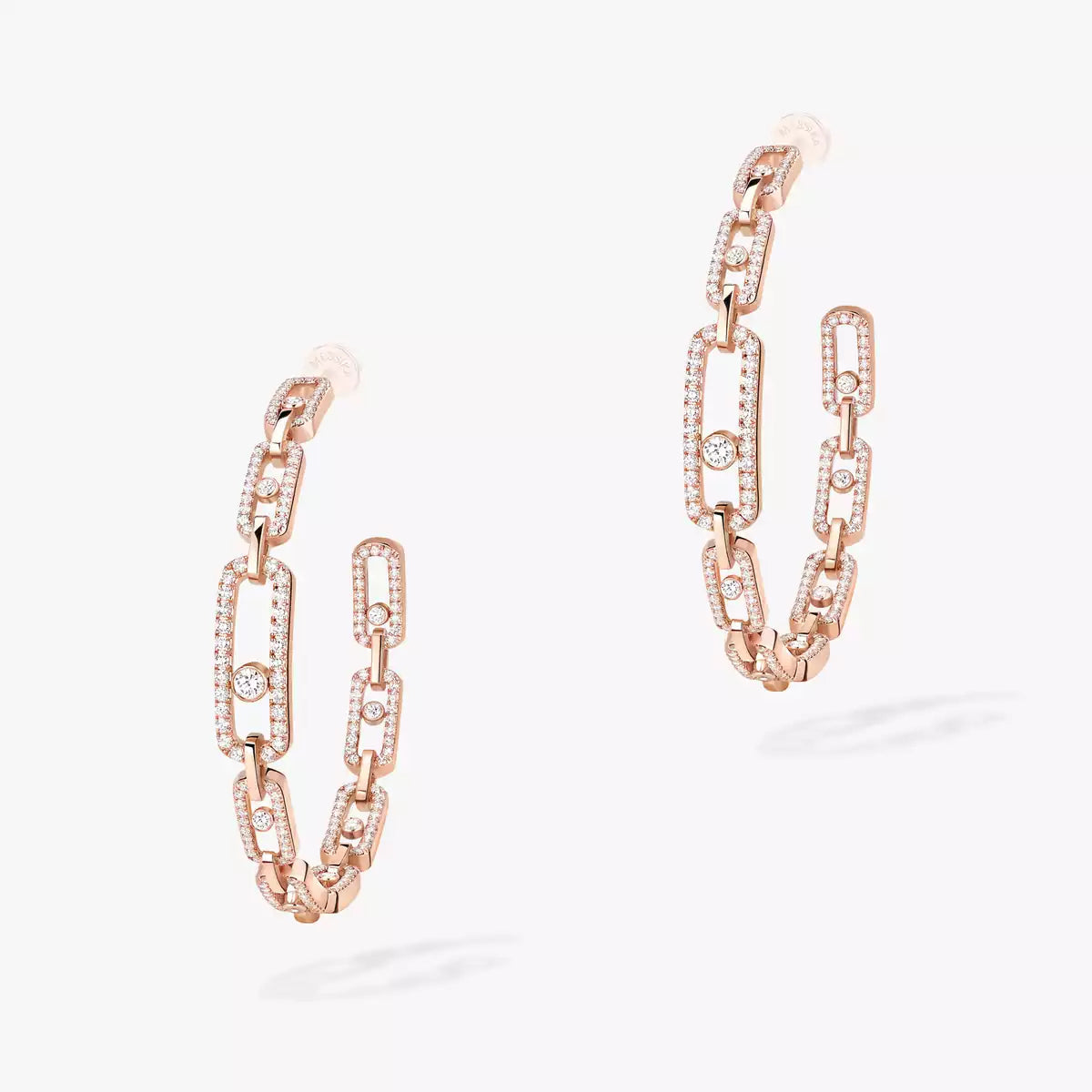 [[Triumph Jewelry]Move Link Diamond Hoop Earrings