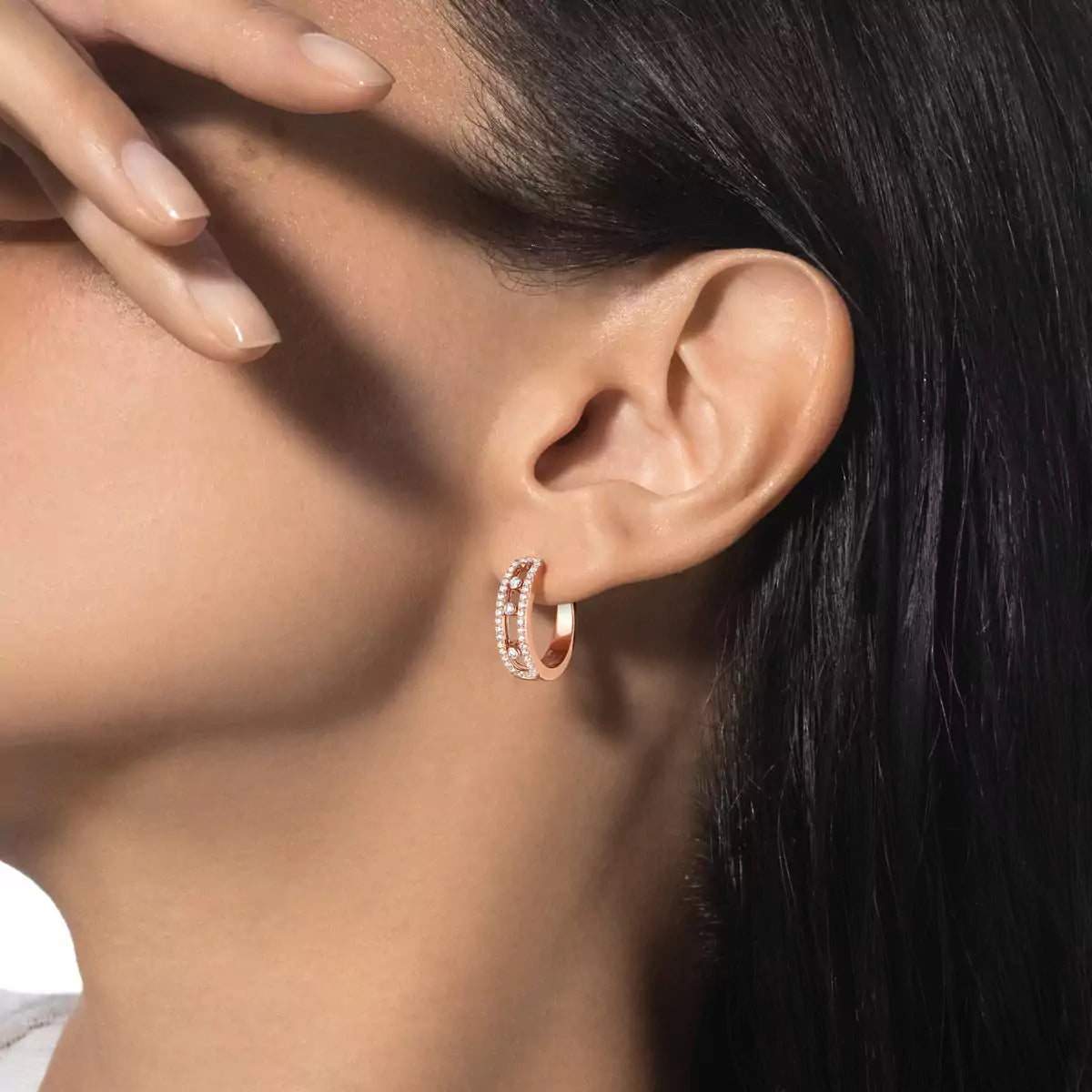 [Triumph Jewelry]Diamond Pave_ Hoop Earrings Move