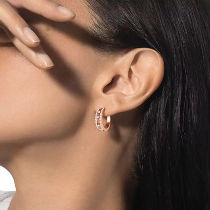[Triumph Jewelry]Diamond Pave_ Hoop Earrings Move