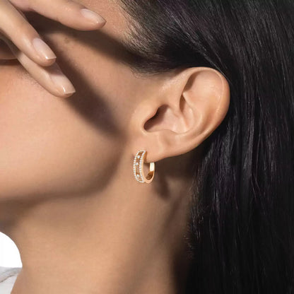[Triumph Jewelry]Diamond Pave_ Hoop Earrings Move
