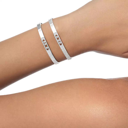 [Triumph Jewelry]Move Noa Rose Gold Pavé Diamond Bangle Bracelet