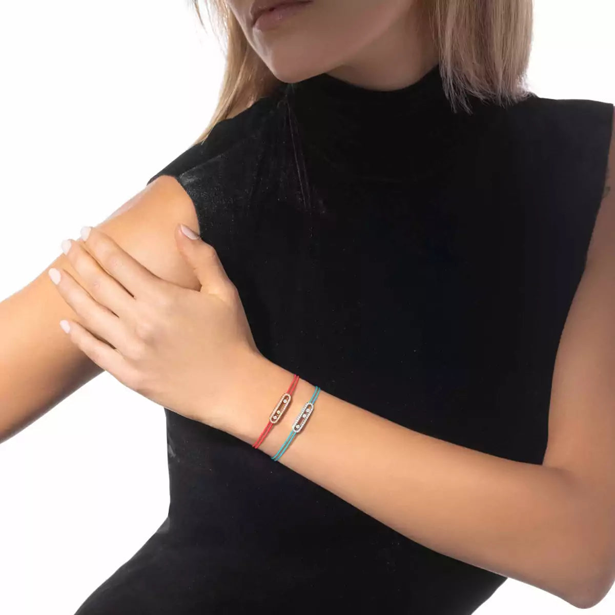 [Triumph Jewelry]Messika Care(s) pink cord pavé bracelet