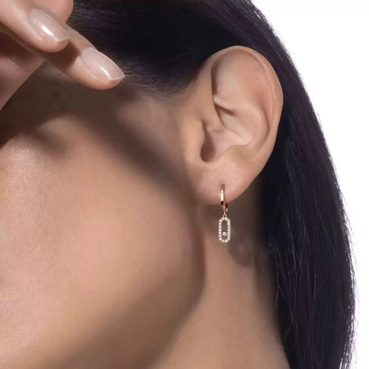 [Triumph Jewelry]Move Uno Single Diamond Hoop Earring
