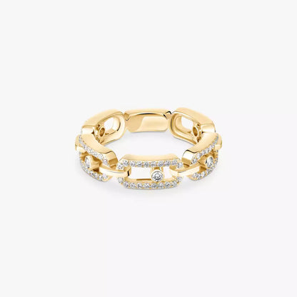 [Triumph Jewelry]Move Link Pave_-Set Diamond Ring in Gold