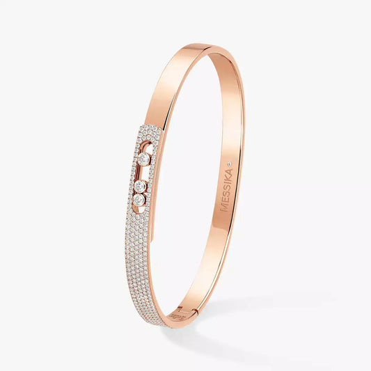 [Triumph Jewelry]Move Noa Rose Gold Pavé Diamond Bangle Bracelet