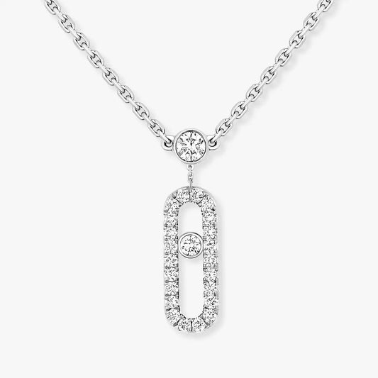 [Triumph Jewelry]2 Rows Rose Gold Diamond Pave_ Necklace Move Uno
