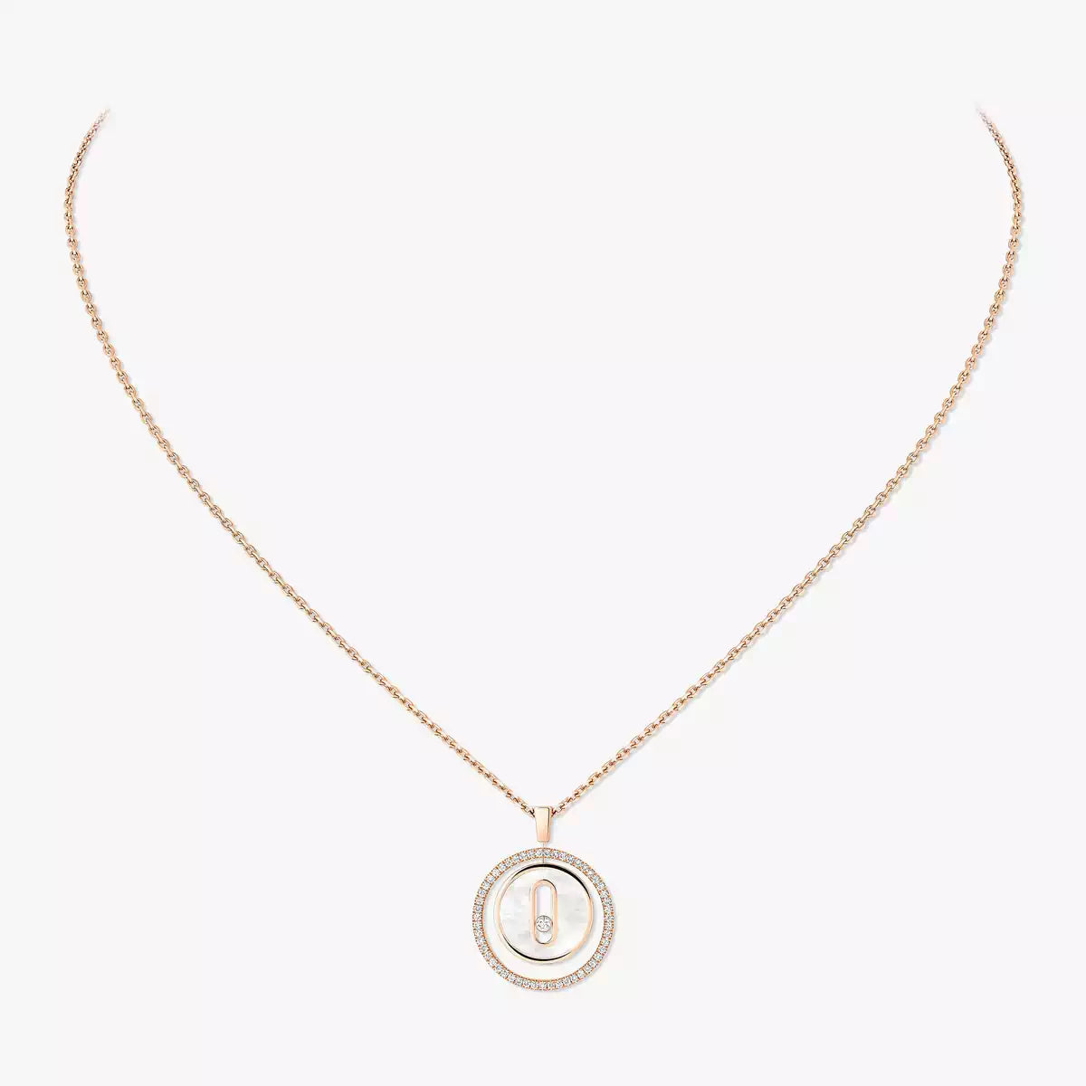 [Triumph Jewelry]Lucky Move Diamond Necklace in Rose Gold and White Mother-of-Pearl