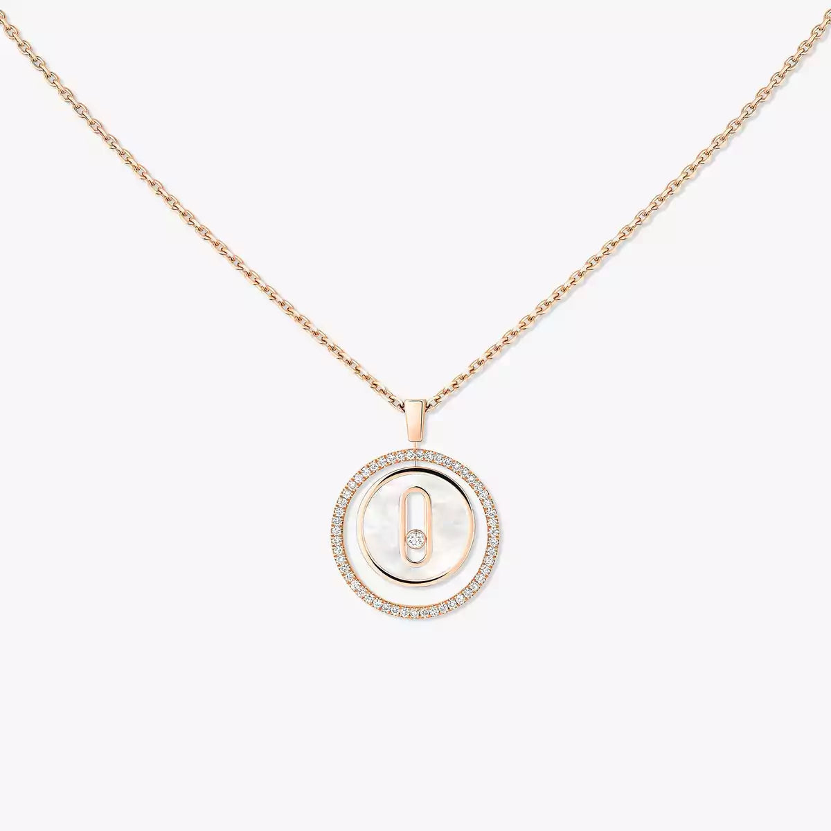 [Triumph Jewelry]Lucky Move Diamond Necklace in Rose Gold and White Mother-of-Pearl