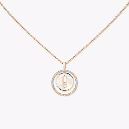 [Triumph Jewelry]Lucky Move Diamond Necklace in Rose Gold and White Mother-of-Pearl