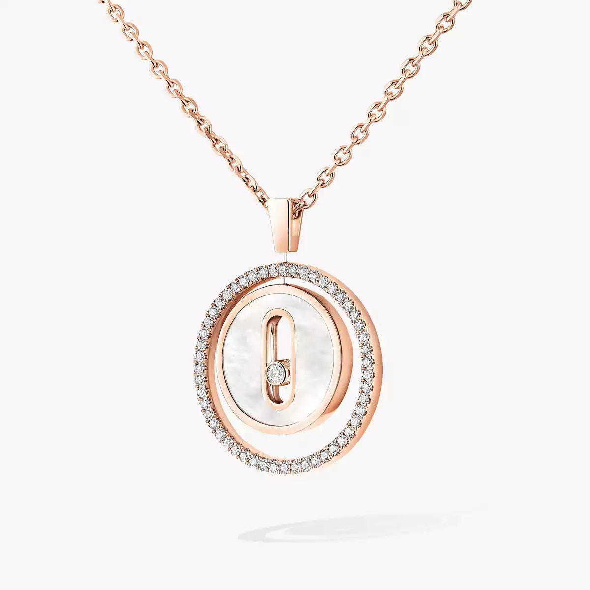 [Triumph Jewelry]Lucky Move Diamond Necklace in Rose Gold and White Mother-of-Pearl
