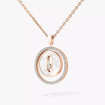 [Triumph Jewelry]Lucky Move Diamond Necklace in Rose Gold and White Mother-of-Pearl