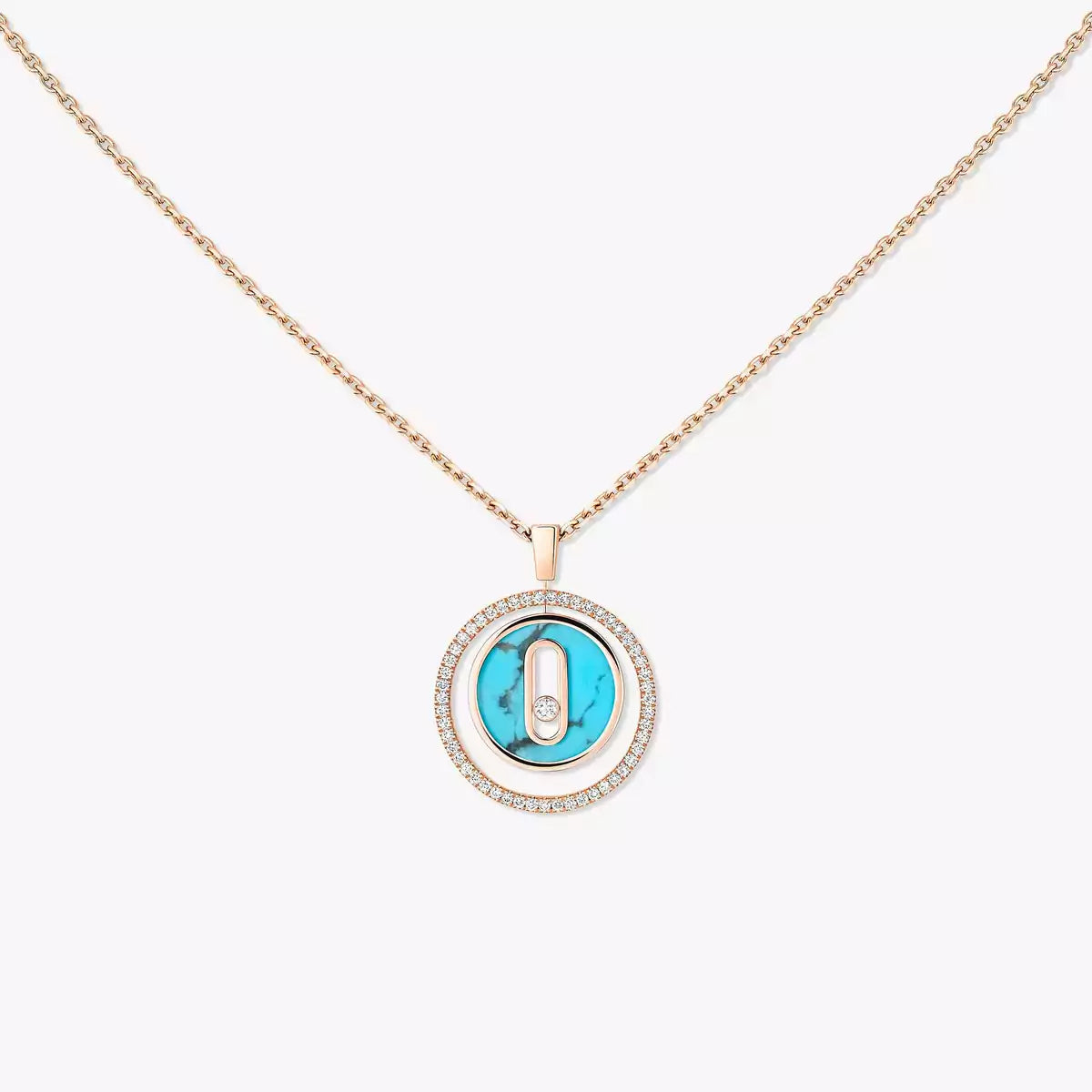 [Triumph Jewelry]Lucky Move Diamond Necklace in Rose Gold and White Mother-of-Pearl
