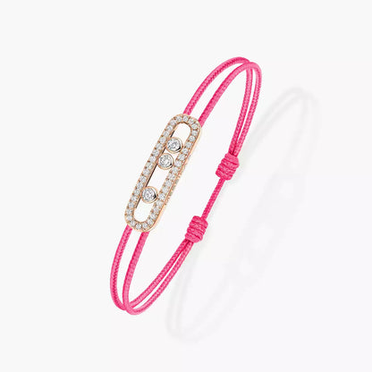 [Triumph Jewelry]Messika Care(s) pink cord pavé bracelet
