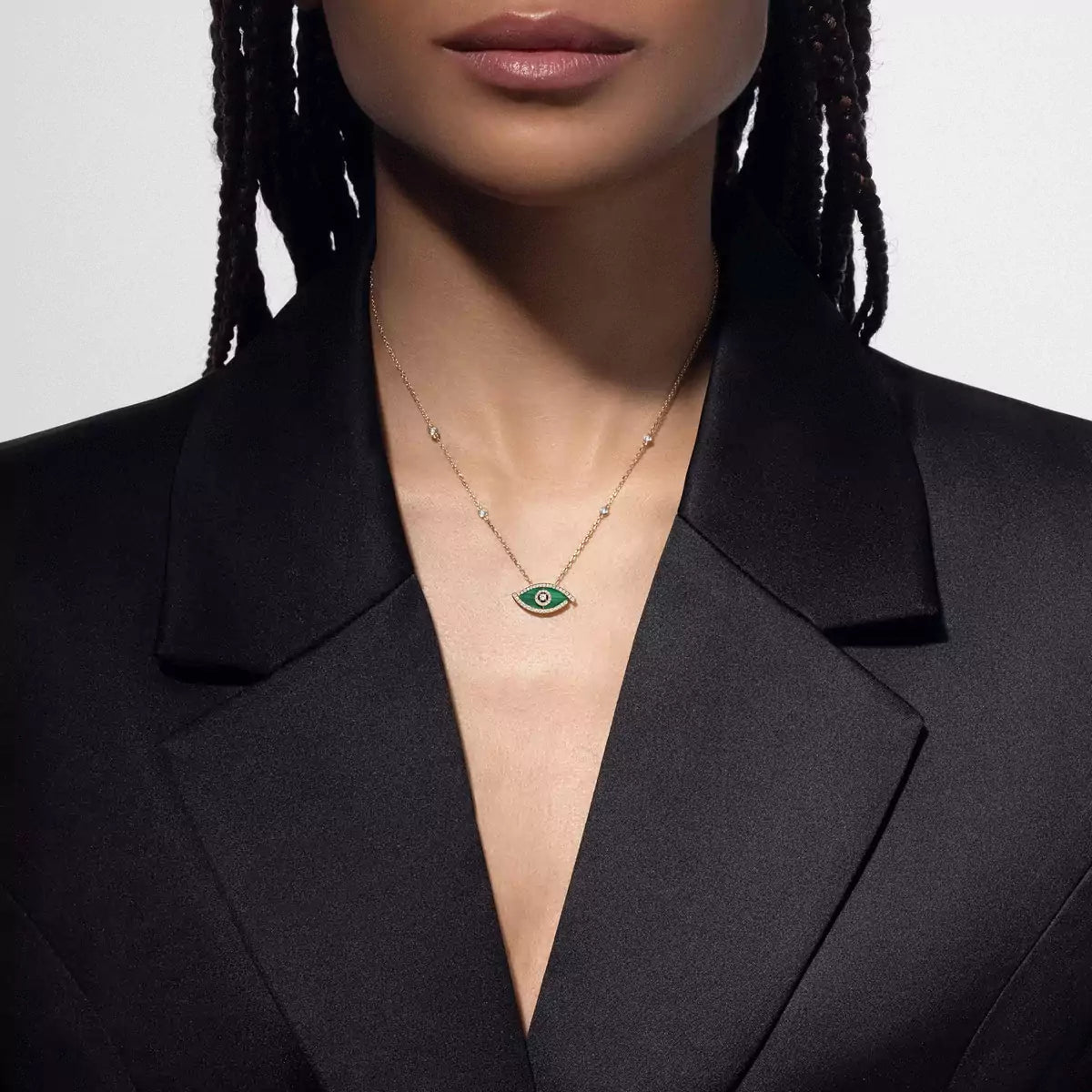 [Triumph Jewelry]Lucky Eye Diamond Necklace in Rose Gold and Turquoise