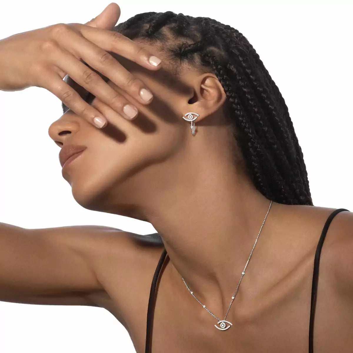 [Triumph Jewelry]Pave_ Diamond Necklace Lucky Eye