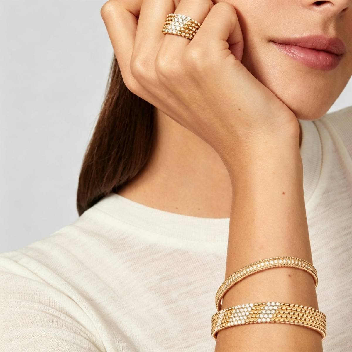 [Triumph Jewelry]  FIVE-ROW DIAMOND BRACELET