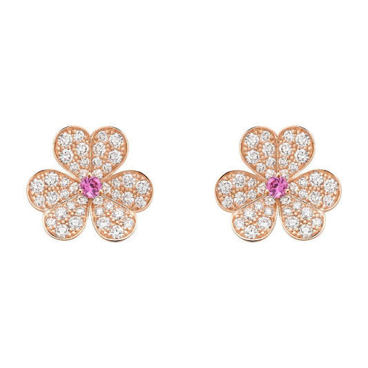 [Triumph Jewelry]FRIVOLE PINK GOLD FLOWER DIAMOND EARRINGS