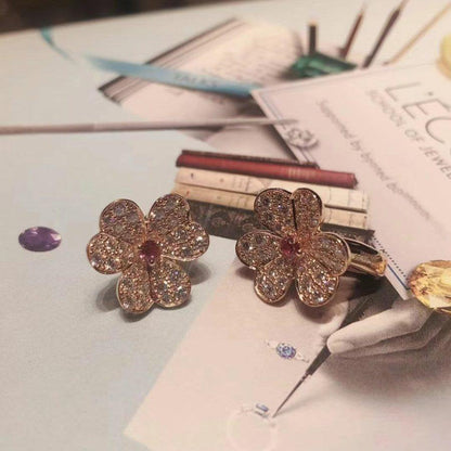 [Triumph Jewelry]FRIVOLE PINK GOLD FLOWER DIAMOND EARRINGS