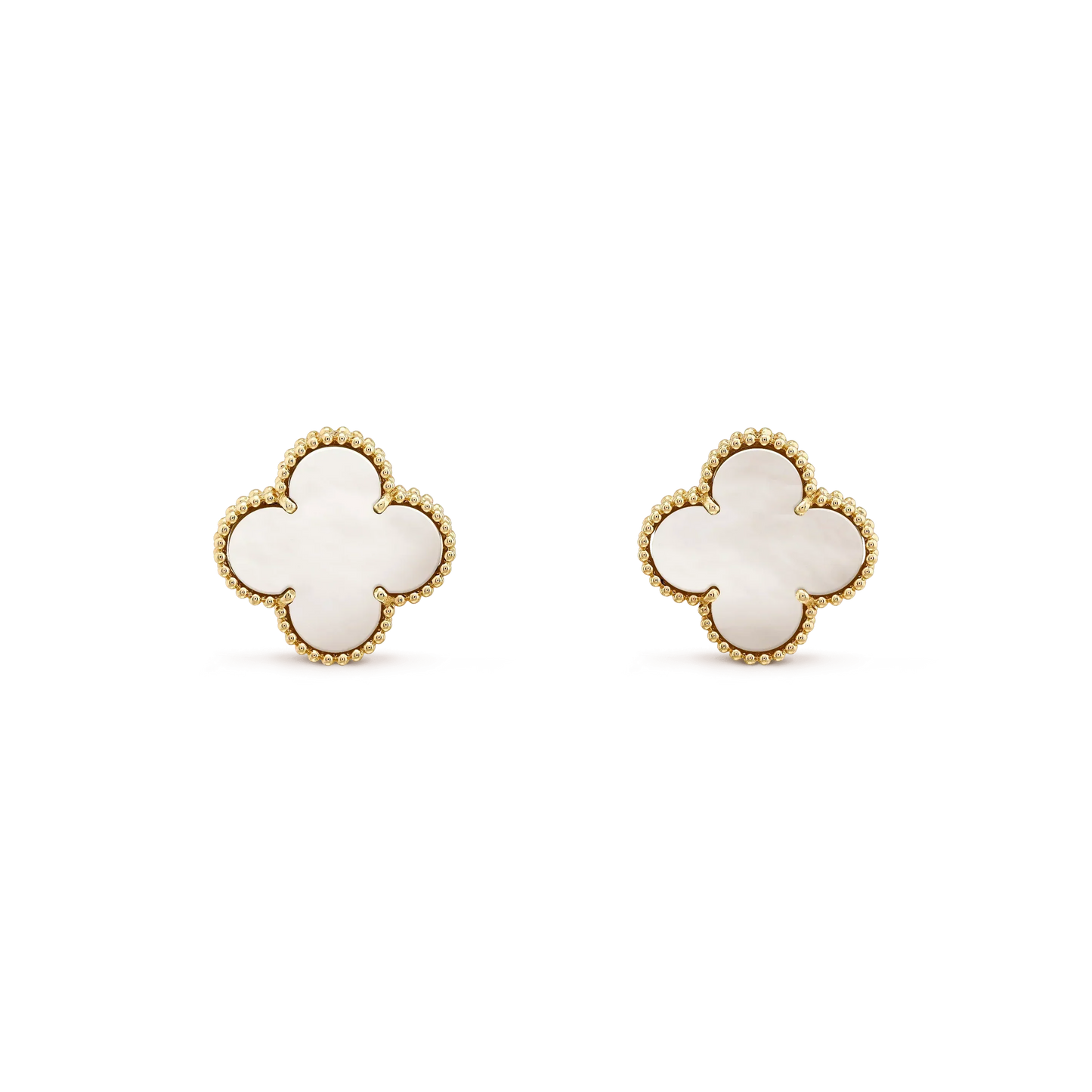 [Triumph Jewelry]CLOVER MEDIUM 1 MOTIFS  WHITE MOP STUD EARRINGS