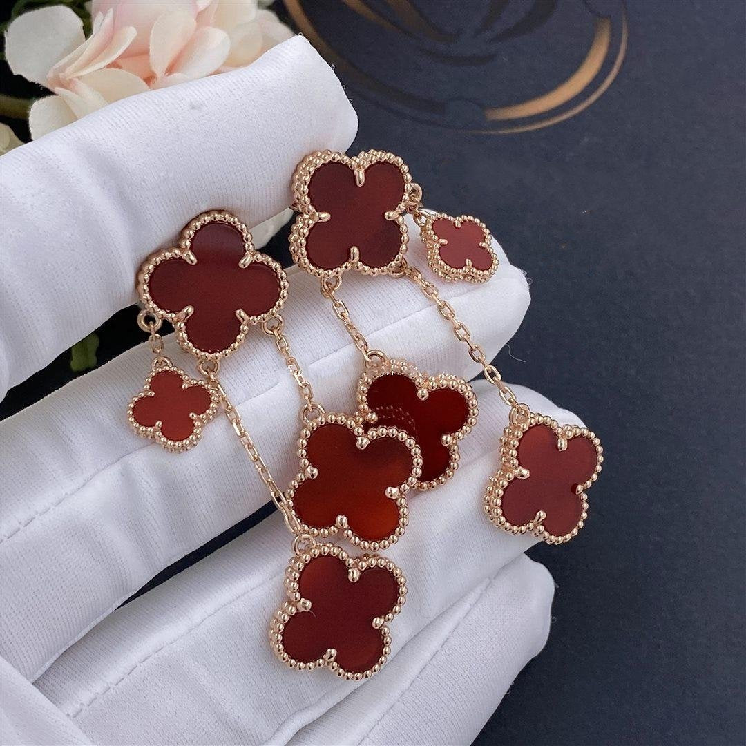 [Triumph Jewelry]CLOVER EARRINGS CARNELIAN 4 MOTIFS PINK GOLD