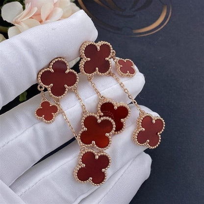 [Triumph Jewelry]CLOVER EARRINGS CARNELIAN 4 MOTIFS PINK GOLD