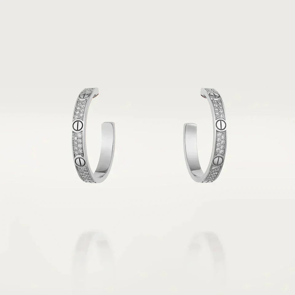 [Triumph Jewelry]LOVE DIAMOND SILVER HOOP EARRINGS